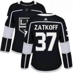 Womens Adidas Los Angeles Kings 37 Jeff Zatkoff Authentic Black Home NHL Jersey 