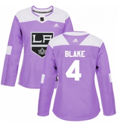 Womens Adidas Los Angeles Kings 4 Rob Blake Authentic Purple Fights Cancer Practice NHL Jersey 