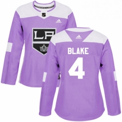 Womens Adidas Los Angeles Kings 4 Rob Blake Authentic Purple Fights Cancer Practice NHL Jersey 