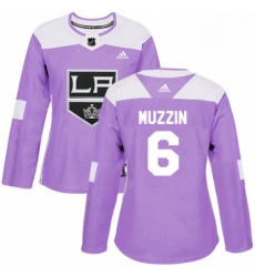 Womens Adidas Los Angeles Kings 6 Jake Muzzin Authentic Purple Fights Cancer Practice NHL Jersey 