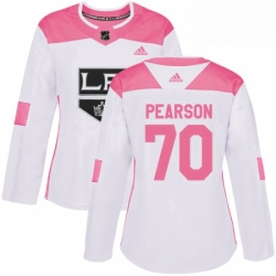 Womens Adidas Los Angeles Kings 70 Tanner Pearson Authentic WhitePink Fashion NHL Jersey 