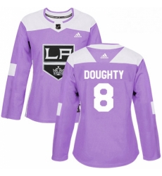 Womens Adidas Los Angeles Kings 8 Drew Doughty Authentic Purple Fights Cancer Practice NHL Jersey 