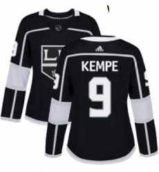 Womens Adidas Los Angeles Kings 9 Adrian Kempe Authentic Black Home NHL Jersey 