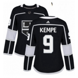 Womens Adidas Los Angeles Kings 9 Adrian Kempe Authentic Black Home NHL Jersey 