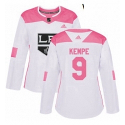 Womens Adidas Los Angeles Kings 9 Adrian Kempe Authentic WhitePink Fashion NHL Jersey 