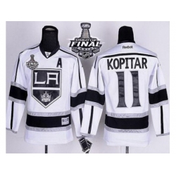 Kids Los Angeles Kings #11 Anze Kopitar White Road 2014 Stanley Cup Finals Stitched NHL Jerseys