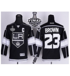 Kids Los Angeles Kings #23 Dustin Brown Black Home 2014 Stanley Cup Finals Stitched NHL Jerseys