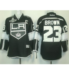 Kids Los Angeles Kings #23 Dustin Brown Black Stanley Cup Finals Champions Patch NHL Jerseys LA Style