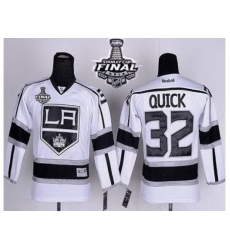Kids Los Angeles Kings #32 Jonathan Quick White Road 2014 Stanley Cup Finals Stitched NHL Jerseys