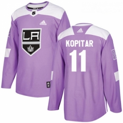 Youth Adidas Los Angeles Kings 11 Anze Kopitar Authentic Purple Fights Cancer Practice NHL Jersey 