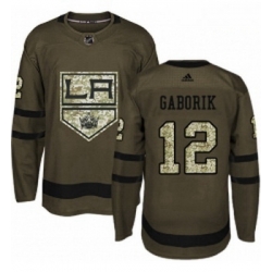 Youth Adidas Los Angeles Kings 12 Marian Gaborik Authentic Green Salute to Service NHL Jersey 