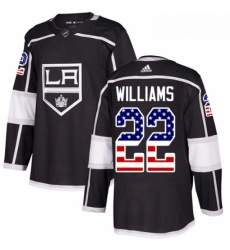 Youth Adidas Los Angeles Kings 22 Tiger Williams Authentic Black USA Flag Fashion NHL Jersey 