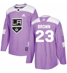 Youth Adidas Los Angeles Kings 23 Dustin Brown Authentic Purple Fights Cancer Practice NHL Jersey 