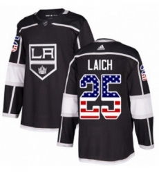 Youth Adidas Los Angeles Kings 25 Brooks Laich Authentic Black USA Flag Fashion NHL Jersey 
