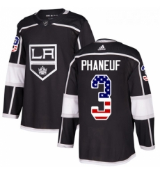Youth Adidas Los Angeles Kings 3 Dion Phaneuf Authentic Black USA Flag Fashion NHL Jersey 