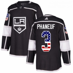 Youth Adidas Los Angeles Kings 3 Dion Phaneuf Authentic Black USA Flag Fashion NHL Jersey 