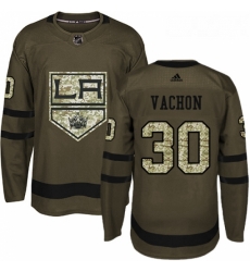 Youth Adidas Los Angeles Kings 30 Rogie Vachon Authentic Green Salute to Service NHL Jersey 