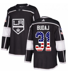 Youth Adidas Los Angeles Kings 31 Peter Budaj Authentic Black USA Flag Fashion NHL Jersey 