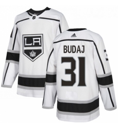 Youth Adidas Los Angeles Kings 31 Peter Budaj Authentic White Away NHL Jersey 