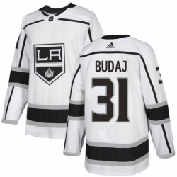 Youth Adidas Los Angeles Kings 31 Peter Budaj Authentic White Away NHL Jersey 