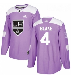 Youth Adidas Los Angeles Kings 4 Rob Blake Authentic Purple Fights Cancer Practice NHL Jersey 