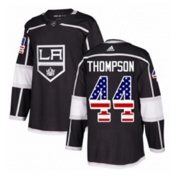 Youth Adidas Los Angeles Kings 44 Nate Thompson Authentic Black USA Flag Fashion NHL Jersey 