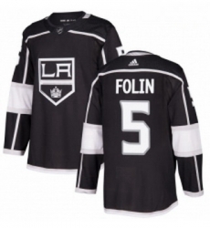 Youth Adidas Los Angeles Kings 5 Christian Folin Authentic Black Home NHL Jersey 