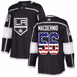 Youth Adidas Los Angeles Kings 56 Kurtis MacDermid Authentic Black USA Flag Fashion NHL Jersey 