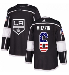 Youth Adidas Los Angeles Kings 6 Jake Muzzin Authentic Black USA Flag Fashion NHL Jersey 