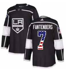 Youth Adidas Los Angeles Kings 7 Oscar Fantenberg Authentic Black USA Flag Fashion NHL Jersey 