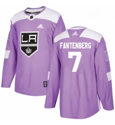 Youth Adidas Los Angeles Kings 7 Oscar Fantenberg Authentic Purple Fights Cancer Practice NHL Jersey 