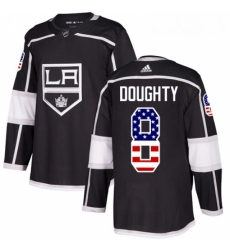 Youth Adidas Los Angeles Kings 8 Drew Doughty Authentic Black USA Flag Fashion NHL Jersey 