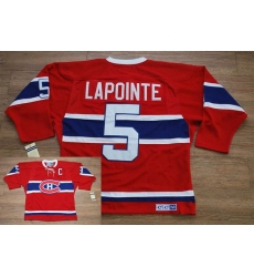 Canadiens #5 Guy Lapointe Stitched Red CH CCM Throwback NHL Jersey
