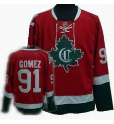 Hockey Montreal Canadiens #91 Scott Gomez Stitched Replithentic Red GREEN new CD Jersey