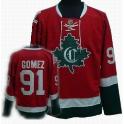 Hockey Montreal Canadiens #91 Scott Gomez Stitched Replithentic Red GREEN new CD Jersey