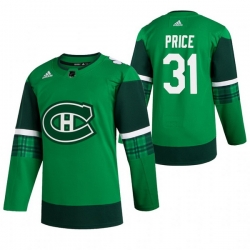Men Montreal Canadiens 31 Carey Price Green 2020 Adidas Jersey