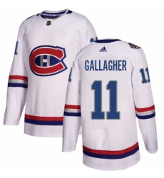 Mens Adidas Montreal Canadiens 11 Brendan Gallagher Authentic White 2017 100 Classic NHL Jersey 