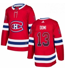 Mens Adidas Montreal Canadiens 13 Max Domi Authentic Red Drift Fashion NHL Jersey 