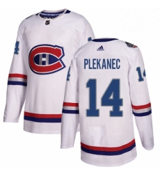 Mens Adidas Montreal Canadiens 14 Tomas Plekanec Authentic White 2017 100 Classic NHL Jersey 