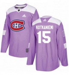 Mens Adidas Montreal Canadiens 15 Jesperi Kotkaniemi Authentic Purple Fights Cancer Practice NHL Jersey 