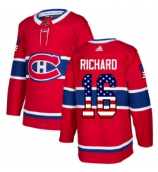 Mens Adidas Montreal Canadiens 16 Henri Richard Authentic Red USA Flag Fashion NHL Jersey 