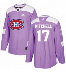 Mens Adidas Montreal Canadiens 17 Torrey Mitchell Authentic Purple Fights Cancer Practice NHL Jersey 