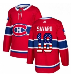 Mens Adidas Montreal Canadiens 18 Serge Savard Authentic Red USA Flag Fashion NHL Jersey 