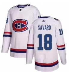 Mens Adidas Montreal Canadiens 18 Serge Savard Authentic White 2017 100 Classic NHL Jersey 