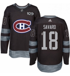 Mens Adidas Montreal Canadiens 18 Serge Savard Premier Black 1917 2017 100th Anniversary NHL Jersey 