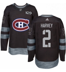 Mens Adidas Montreal Canadiens 2 Doug Harvey Authentic Black 1917 2017 100th Anniversary NHL Jersey 