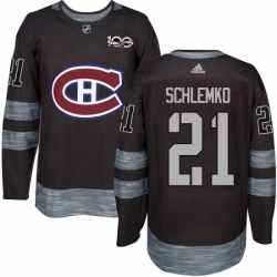 Mens Adidas Montreal Canadiens 21 David Schlemko Authentic Black 1917 2017 100th Anniversary NHL Jersey 