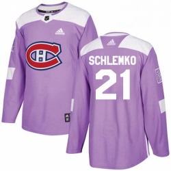 Mens Adidas Montreal Canadiens 21 David Schlemko Authentic Purple Fights Cancer Practice NHL Jersey 