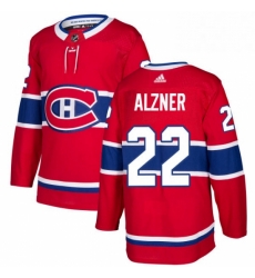 Mens Adidas Montreal Canadiens 22 Karl Alzner Authentic Red Home NHL Jersey 