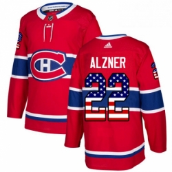 Mens Adidas Montreal Canadiens 22 Karl Alzner Authentic Red USA Flag Fashion NHL Jersey 